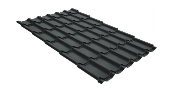 Металлочерепица классик GL 0,5 GreenCoat Pural RR 23 темно-серый (RAL 7024 мокрый асфальт) купить в Стерлитамаке