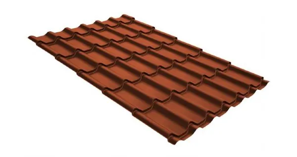 Металлочерепица классик GL 0,5 GreenCoat Pural RR 750 кирпично-красный (RAL 8004 терракота) купить в Стерлитамаке