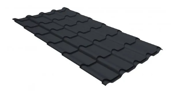 Металлочерепица камея GL 0,5 GreenCoat Pural RR 23 темно-серый (RAL 7024 мокрый асфальт) купить в Стерлитамаке