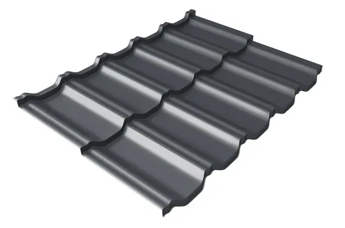 Металлочерепица модульная Квинта Uno Grand Line c 3D резом 0,45 Drap RAL 7024 мокрый асфальт купить в Стерлитамаке