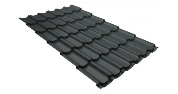 Металлочерепица квинта плюс 0,5 GreenCoat Pural RR 23 темно-серый (RAL 7024 мокрый асфальт) купить в Стерлитамаке