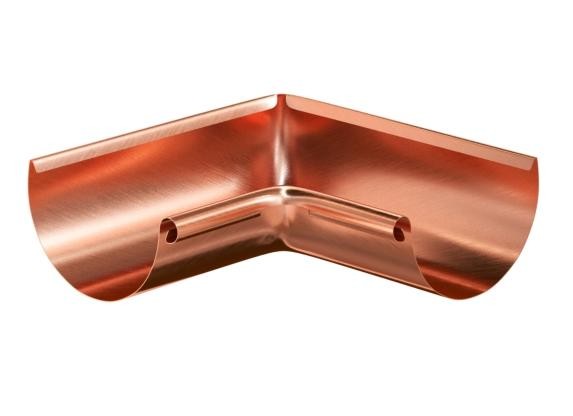 Водосток Aquasistem, система 125x90 - Угол желоба внутренний медный 90° купить в Стерлитамаке