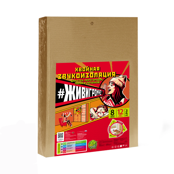Хвойная звукоизоляция под гипсокартон #ЖИВИГРОМЧЕ! 800х600х12 мм (3,84м2) купить в Стерлитамаке