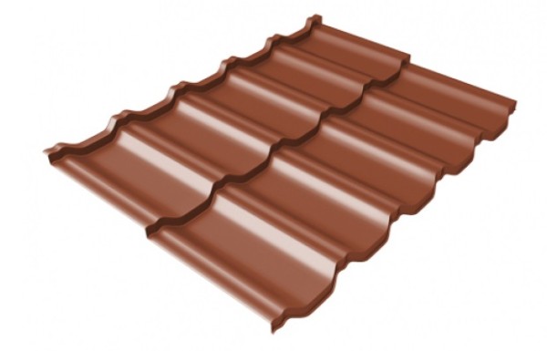 Металлочерепица модульная Квинта Uno Grand Line c 3D резом 0,45 PE RAL 8004 терракота купить в Стерлитамаке