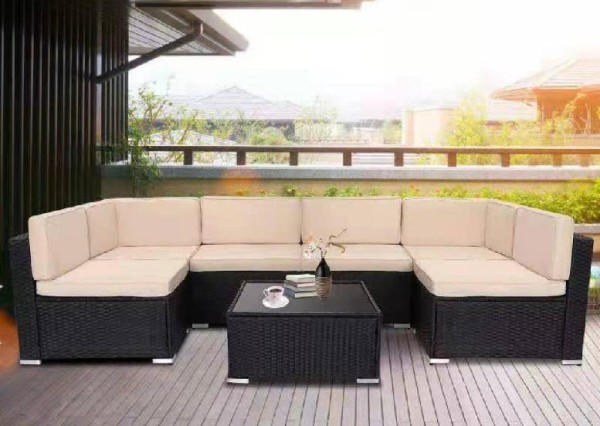 Диван-Трансформер AFINA модульный плетеный из иск. ротанга YR822_Black/Beige купить в Стерлитамаке