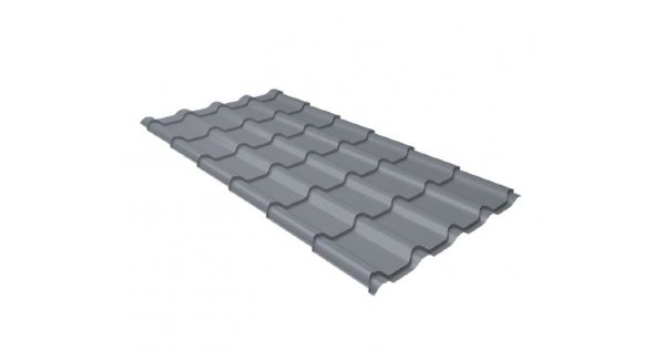 Металлочерепица камея 0,45 PE RAL 9006 бело-алюминиевый купить в Стерлитамаке