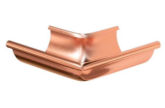 Водосток Aquasistem, система 125x90 - Угол желоба наружный медный 90° купить в Стерлитамаке